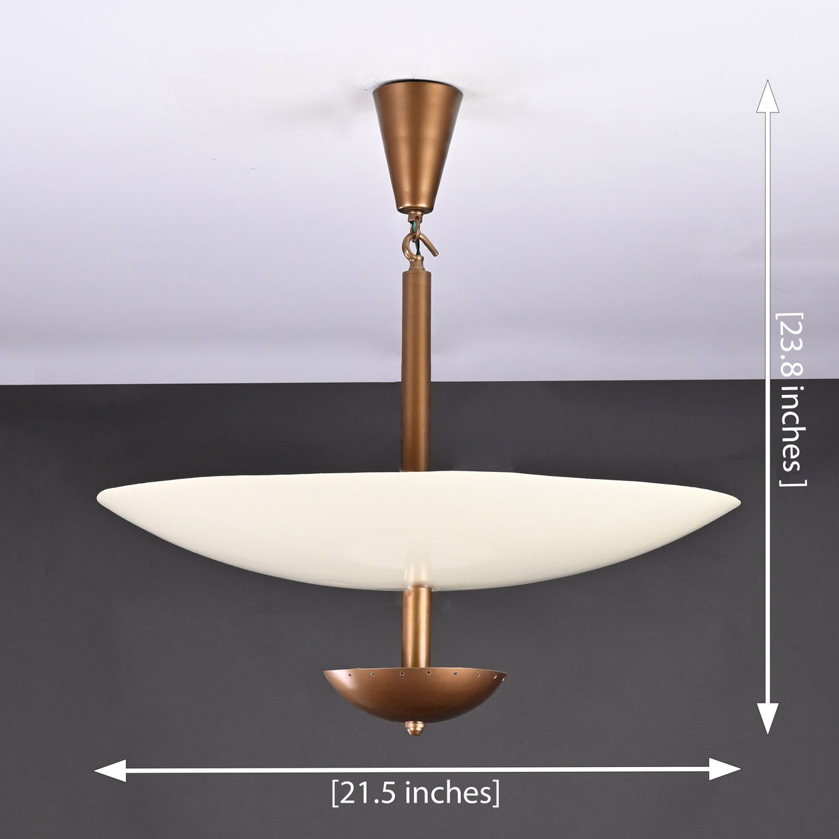 Mid-Century Saucer Pendant Light – Brass & Opal Acrylic UFO-Inspired Ceiling Fixture - 32218