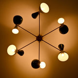 Mid-Century Modern Diabolo Style Chandelier – 6 Arms, 12 Lights | Custom Finish & Size | Dual Light Direction - 32227