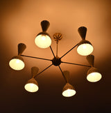 Mid-Century Modern Diabolo Style Chandelier – 6 Arms, 12 Lights | Custom Finish & Size | Dual Light Direction - 32233