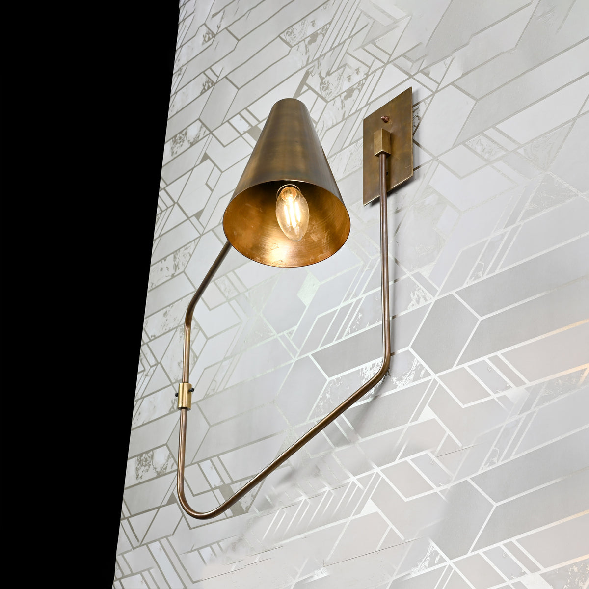 Mid-Century Swing Arm Wall Sconce with Cone Shade | Customizable Adjustable Modern Light Fixture
 - 32582