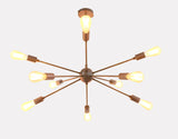 Warm Brass Bare Bulb Sputnik Chandelier – Industrial Mid-Century Modern Ceiling Pendant Light - 32140