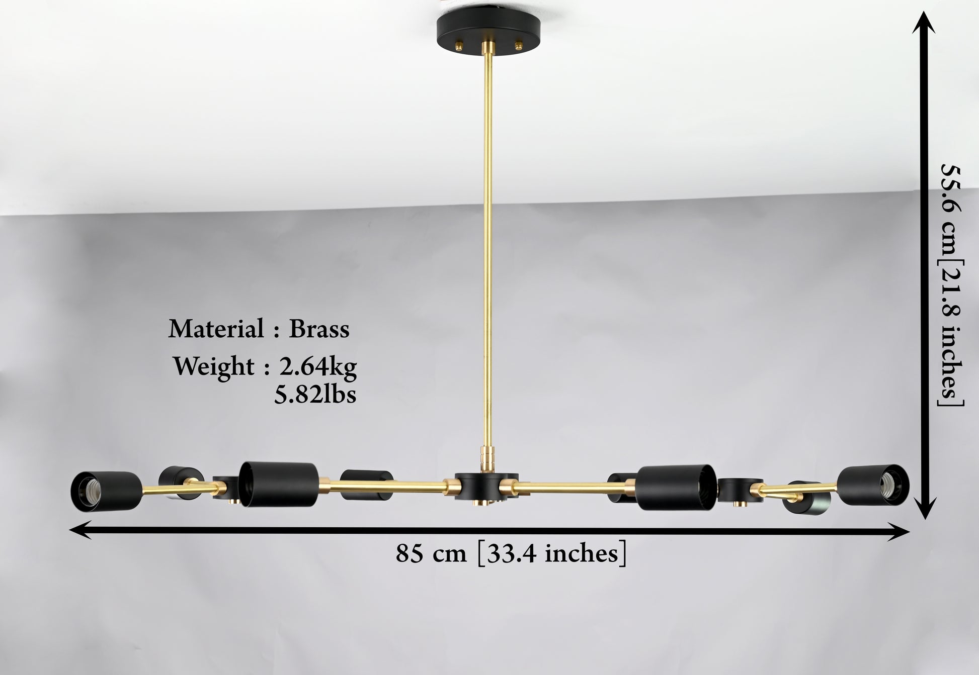 8 Lights Brass Pendant Lamp 33" Wide - 32168