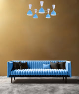 Diabolo Style Mid-Century Modern Chandelier – Customizable 5-Arm, 10-Light Ceiling Lamp Natural Brass or Copper Finish | Handcrafted Lighting Fixture - 32228