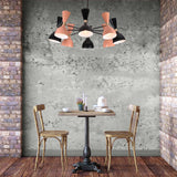 Modern 10-Light Chandelier – Mixed Coral & Black Double Cone Shades with Brass Frame - 32219