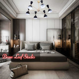 Mid-Century Modern Diabolo Style Chandelier – 6 Arms, 12 Lights | Custom Finish & Size | Dual Light Direction - 32231