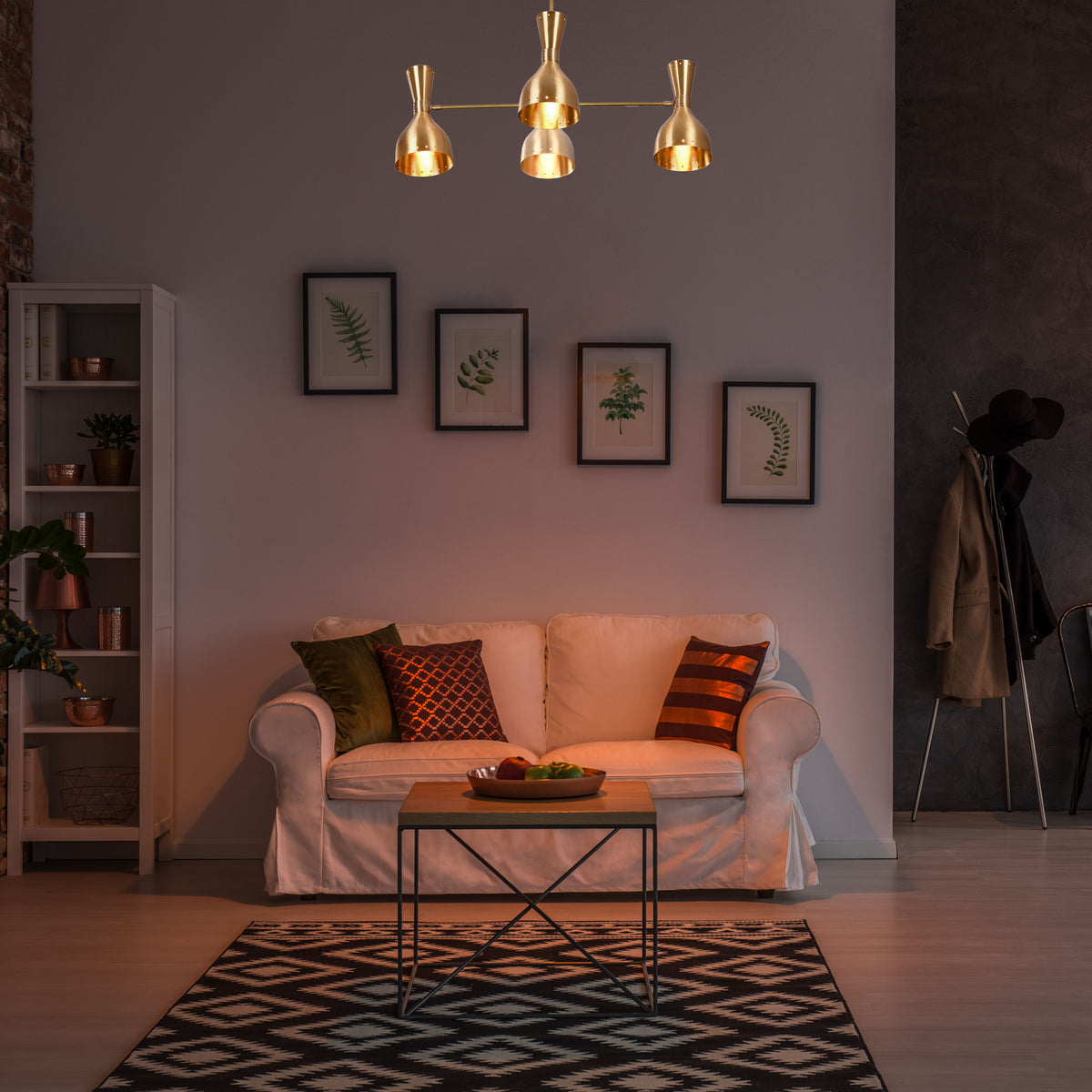 Diabolo Style Brass Mid-Century Modern Chandelier | Two-Way Ceiling Light | Customizable Pendant Lamp |  - 32234