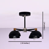 Dimensions of 4 light black and brass flush mount chandelier – 15 inch wide and 9 inch height