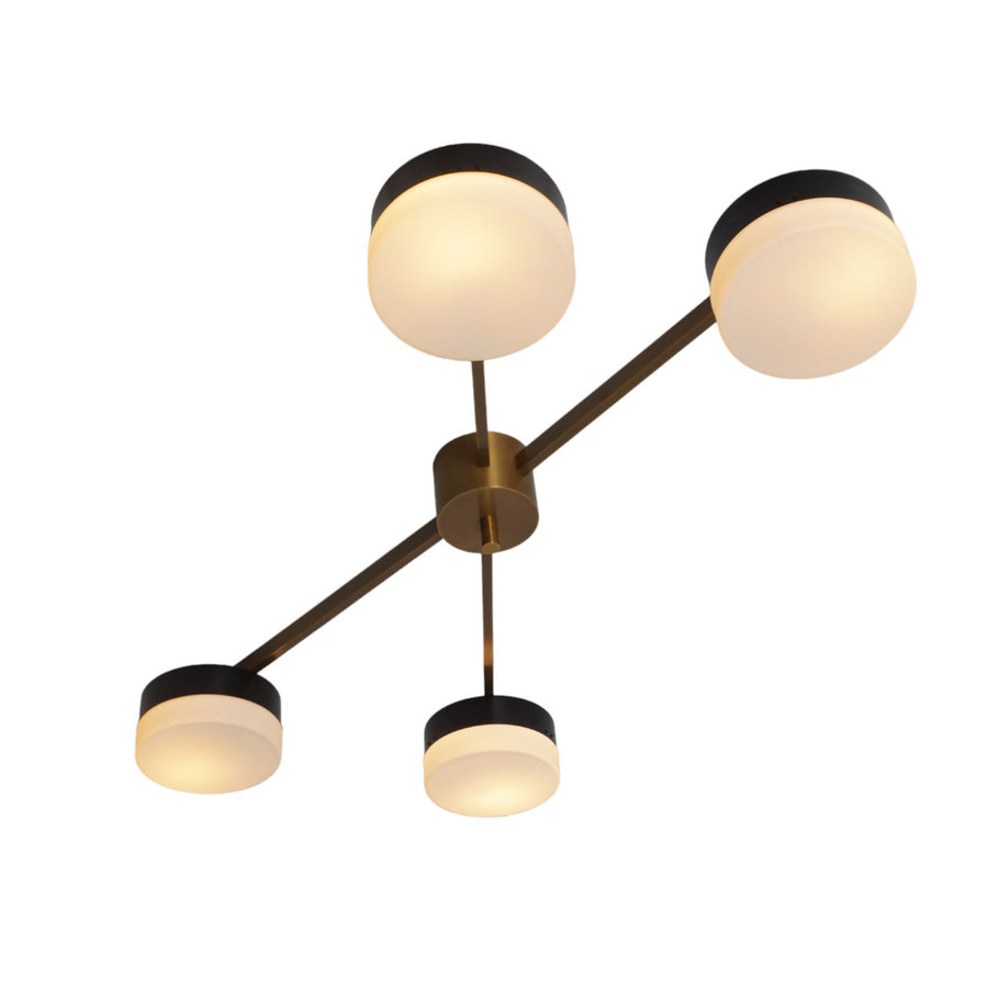 4-Light Modern Brass Flushmount Ceiling Light | Minimalist Round Disc Chandelier by Brass Leaf Studio