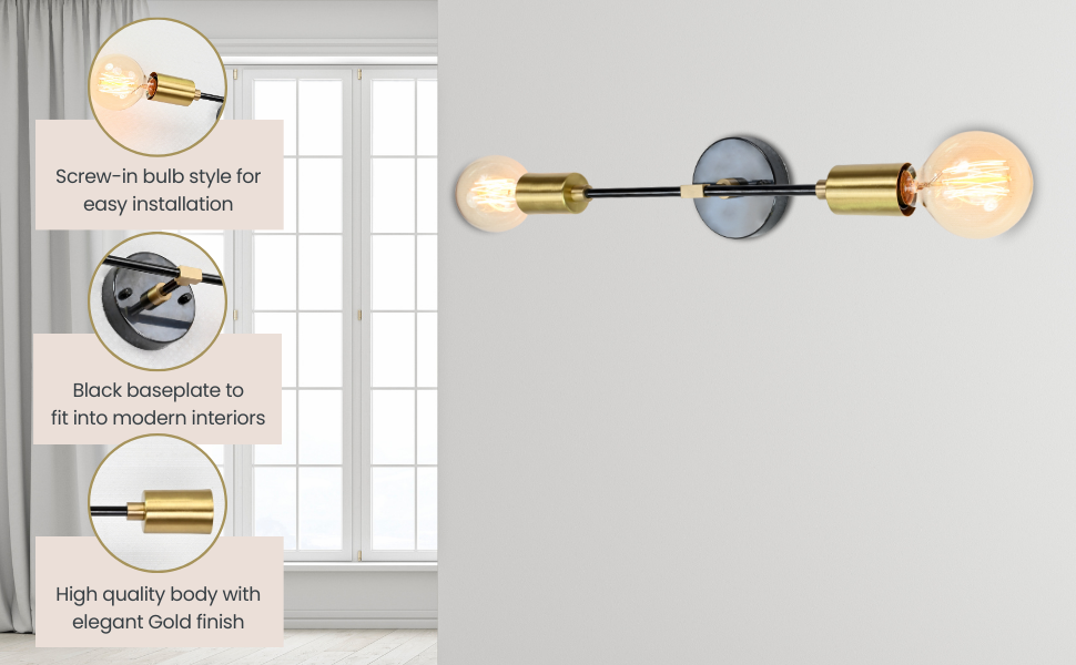 Modern Minimalist Brass Wall Sconce | Customizable Dual-Light Fixture for Contemporary Interiors - 32535