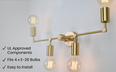 Customizable Brass Wall Sconce | Mid-Century Modern Linear Light Fixture Design - 32506