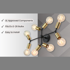Brass Leaf Studio Contemporary Wall Sconce - Vanity Light Fixture - Multi Mirror Light - Bathroom Light, Makeup light - Hallway Entry-way 8-Bulb Vanity lamp