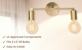 Contemporary Brass Twin Light Wall Sconce | Customizable Minimal Design Fixture for Modern Spaces - 32531
