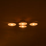 Ceiling light fixture with four bulbs on a dark background