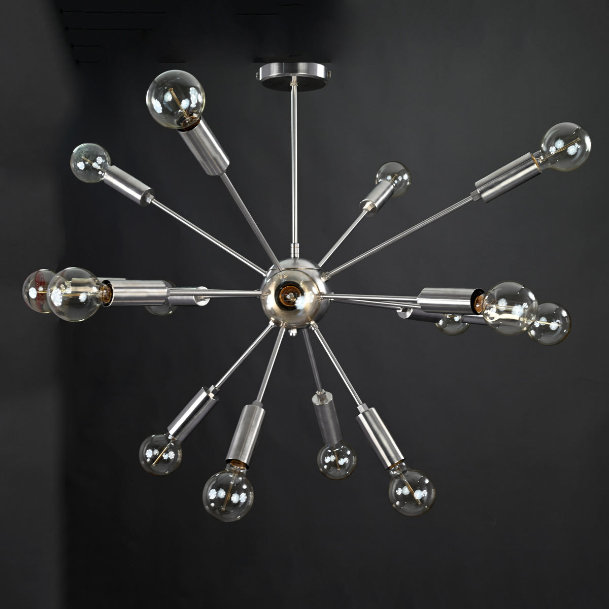 Modern 10-Light Gold Sputnik Chandelier – Mid-Century Ceiling Fixture with Clear Glass Globes - 32156