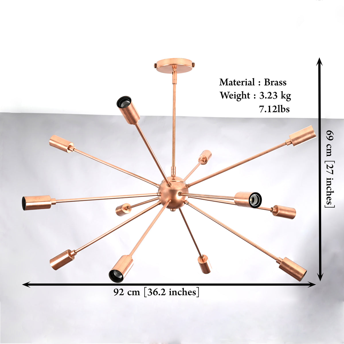 Classic 6-Light Black Sputnik Chandelier – Minimalist Ceiling Fixture with Frosted Bulbs - 32159