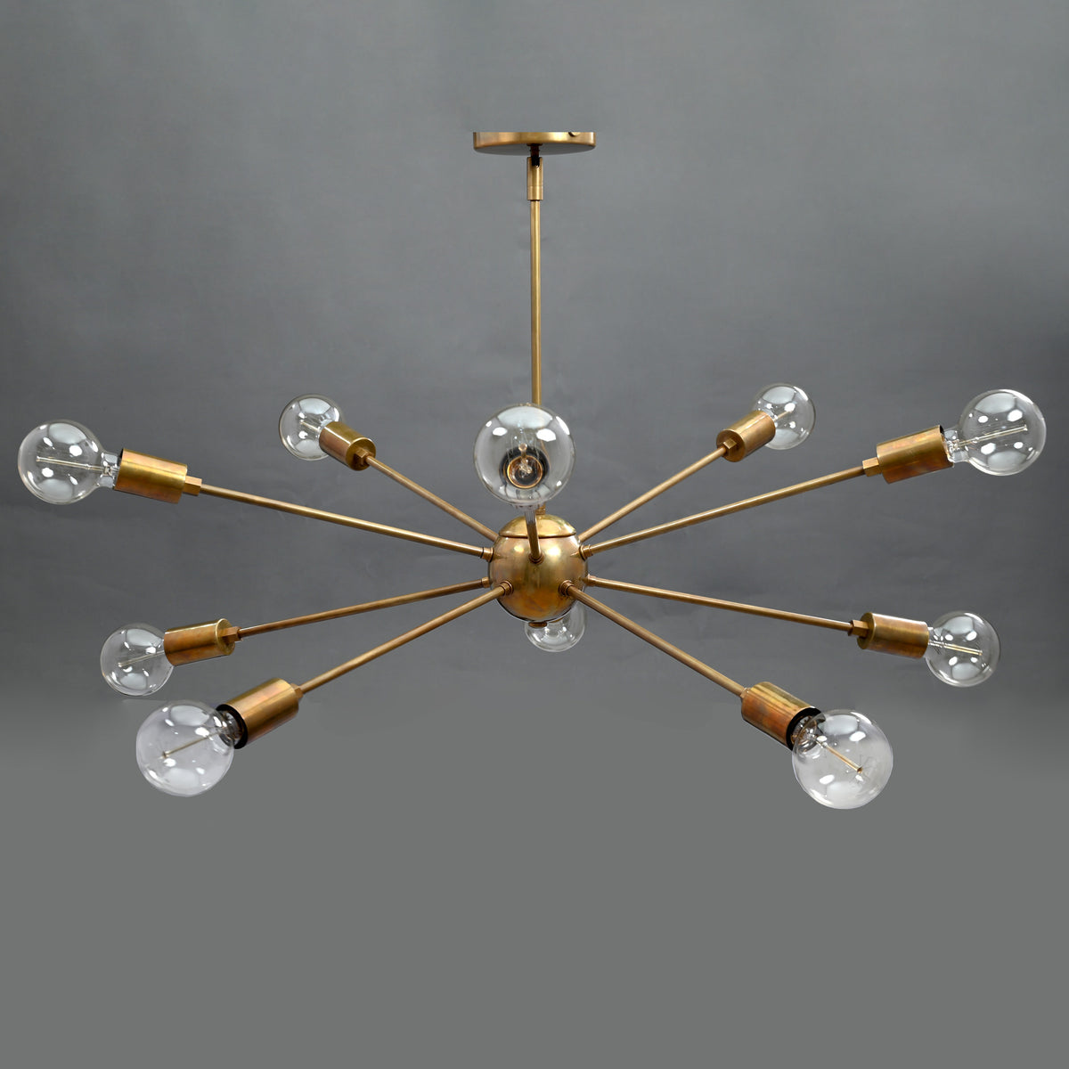 Vintage 8-Light Aged Brass Sputnik Chandelier – Industrial Ceiling Light Fixture - 32161