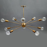 Vintage 8-Light Aged Brass Sputnik Chandelier – Industrial Ceiling Light Fixture - 32161