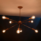 Sleek 8-Light Rose Gold Sputnik Chandelier – Contemporary Minimalist Ceiling Light - 32166