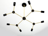 Modern 12-Light Black & Brass Geometric Chandelier – Art-Deco Inspired Ceiling Fixture - 32168