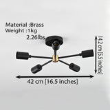 Modern 6-Light Black Sputnik Chandelier – Matte Finish Ceiling Fixture with Globe Bulbs - 32178