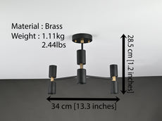 Industrial 6-Light Black & Brass Y-Arm Chandelier – Vintage Ceiling Fixture with Edison Bulbs - 32181