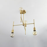 Elegant 6-Light Brass Sputnik Chandelier – Asymmetrical Modern Fixture with Edison Globe Bulbs - 32182