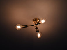 Warm Glow 3-Light Brass Ceiling Fixture – Minimalist Modern Design with Edison Bulbs - 32196