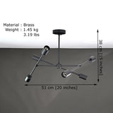 Modern 6-Light Black Chandelier – Asymmetrical Ceiling Fixture with Dual Globe Heads - 32197