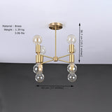 Modern 6-Light All-Brass Chandelier – Cylindrical Socket Sputnik Ceiling Fixture - 32204