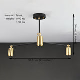 Modern 3-Light Black & Brass Chandelier – Mid-Century Ceiling Fixture with Globe Bulbs - 32209