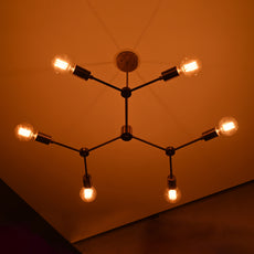 Industrial Brass Made, Brass Geometrical Ceiling Lamp, Mid Century Ceiling Light Industrial Hanging 6 Lights Fixture, Adjustable Premium Quality Sputnik Starburst