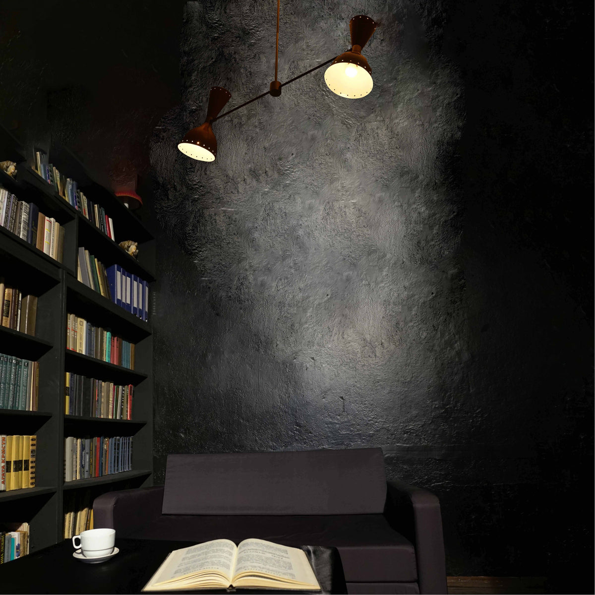 Modern 2-Light Brass Chandelier – Adjustable Ceiling Fixture with Coral Double Cone Shades - 32217