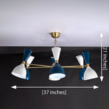 Mid-Century Modern Diabolo Style Chandelier – 6 Arms, 12 Lights | Custom Finish & Size | Dual Light Direction - 32227