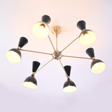 Mid-Century Modern Diabolo Style Chandelier – 6 Arms, 12 Lights | Custom Finish & Size | Dual Light Direction - 32231