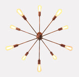 Warm Brass Bare Bulb Sputnik Chandelier – Industrial Mid-Century Modern Ceiling Pendant Light - 32140