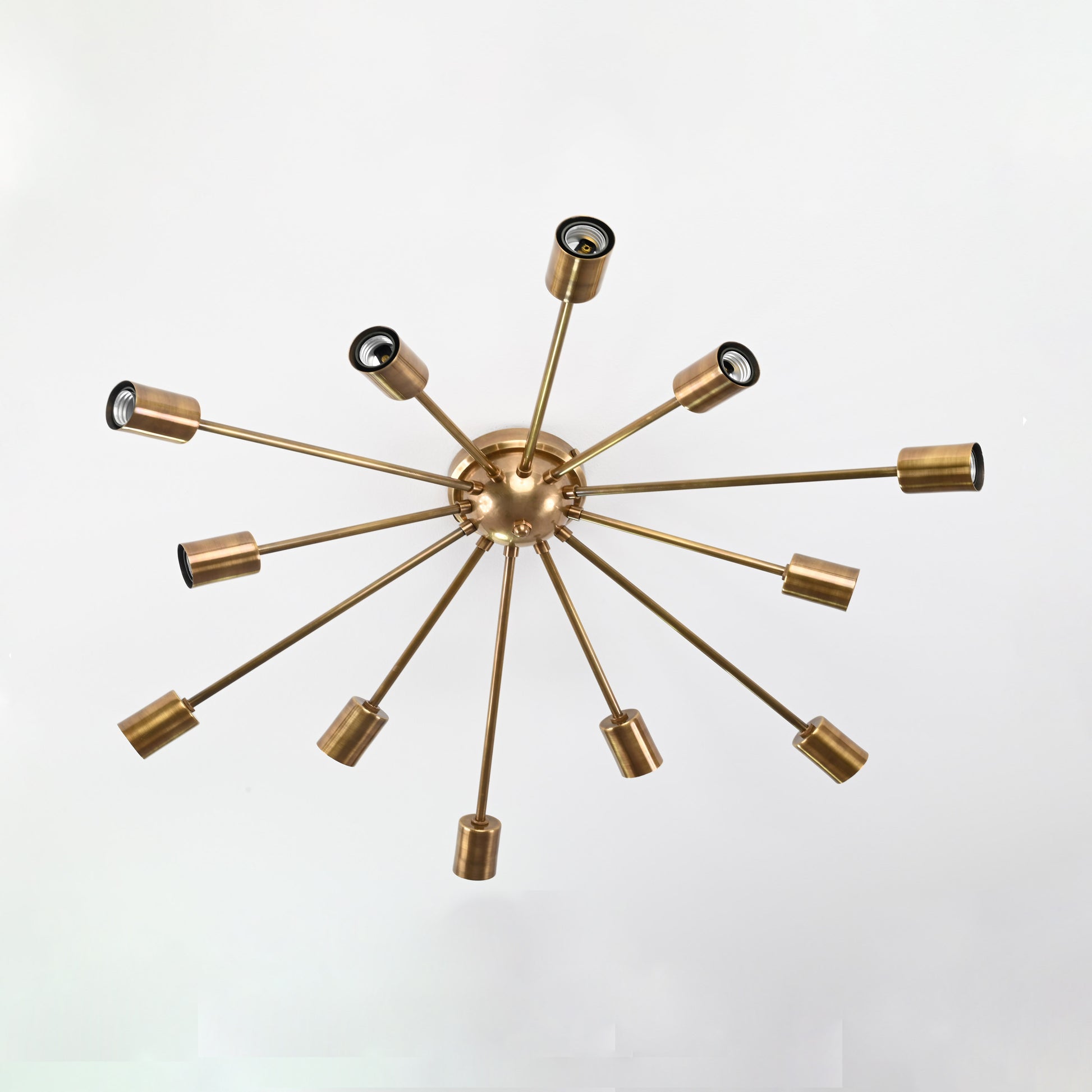 12 Arms Brass Sputnik Chandelier 30" Wide - 32152