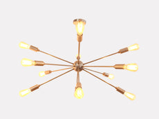 Sputnik Chandelier Shinny Copper Finish, Hanging Ceiling Lamp, Mid Century Style Chandelier Made of Full Brass 12 Lights/arms