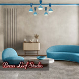 Diabolo Style Mid-Century Modern Chandelier – Customizable 5-Arm, 10-Light Ceiling Lamp Natural Brass or Copper Finish | Handcrafted Lighting Fixture - 32232