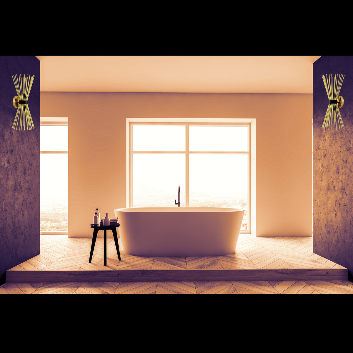 Mid-Century Modern Starburst Brass Wall Sconce | 18" Customizable Handcrafted Light Fixture - 32576