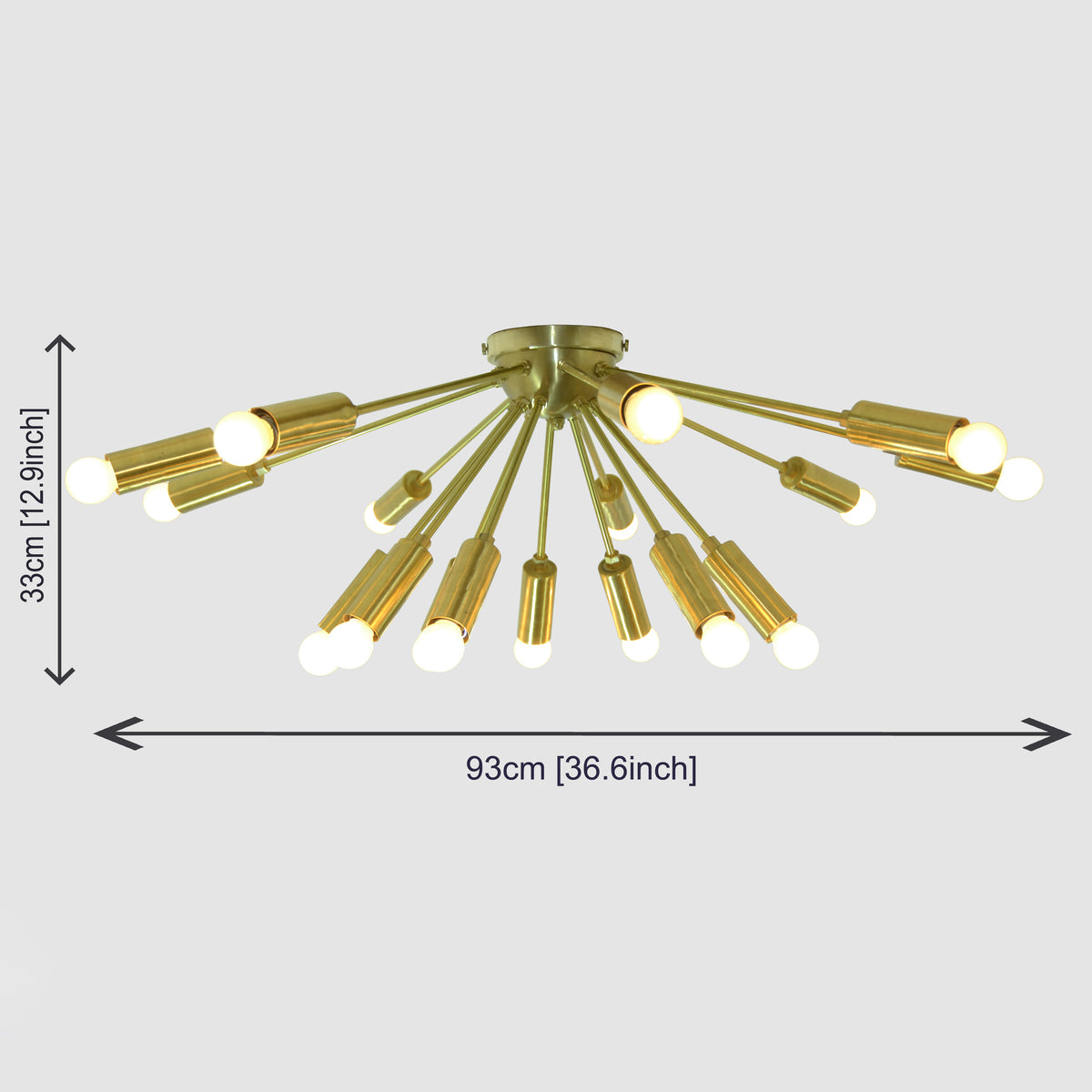 Modern Brass Sputnik Flush Mount Chandelier | Custom Handmade Ceiling Light | Mid-Century Design |  - 32116
