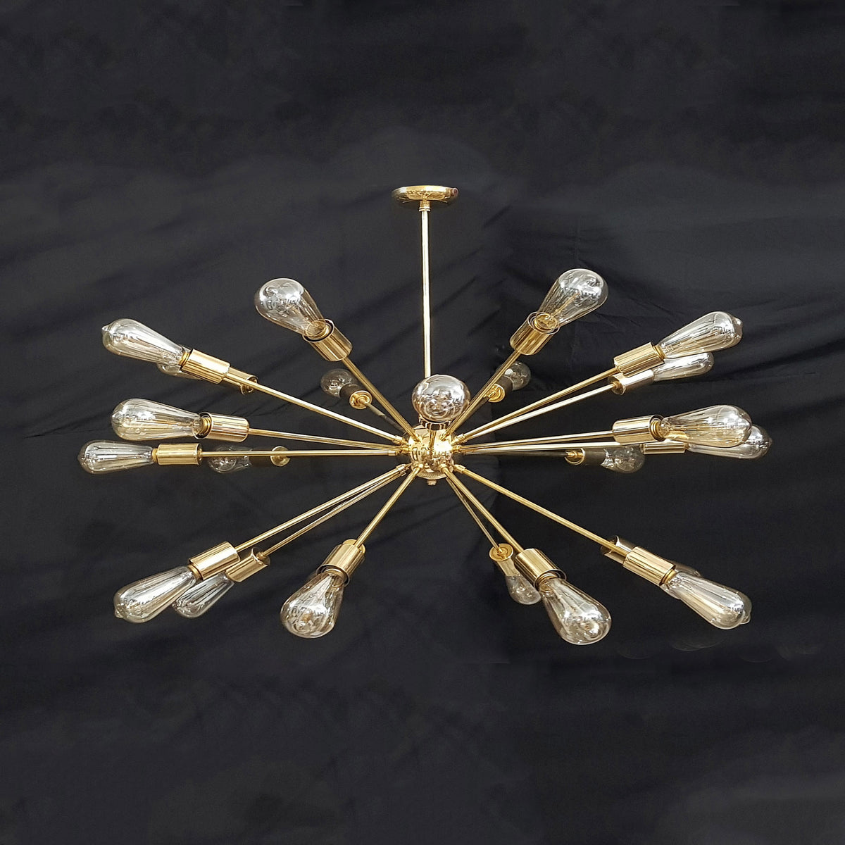 Brass Leaf Studio Brass Sputnik Chandelier, Shinny Brass Ceiling Hanging Lamp, Modern Pendant Lamp Made of Full Brass 24 arms/Lights