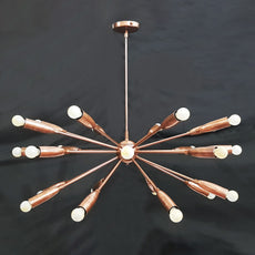 Industrial Brass Made, Sputnik Chandelier in Copper Patina, Ceiling Light Lamp, Sputnik Dinning Room Chandelier Mid Century lamp, Custom lamp 24 arms/Lights