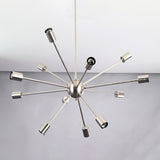 Modern 12-Light Brushed Steel Sputnik Chandelier – Minimalist Mid-Century Ceiling Fixture - 32153