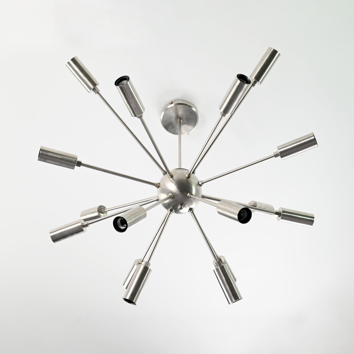 Modern 10-Light Gold Sputnik Chandelier – Mid-Century Ceiling Fixture with Clear Glass Globes - 32156