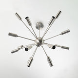 Modern 10-Light Gold Sputnik Chandelier – Mid-Century Ceiling Fixture with Clear Glass Globes - 32156