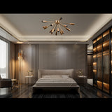 Lux 16-Light Brass Sputnik Chandelier – Mid-Century Modern Starburst Ceiling Fixture - 32165