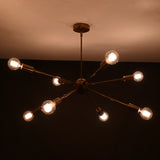 Vintage 8-Light Brass Sputnik Chandelier – Industrial Ceiling Fixture with Exposed Edison Bulbs - 32167
