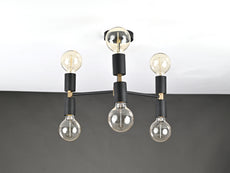 Industrial 6-Light Black & Brass Y-Arm Chandelier – Vintage Ceiling Fixture with Edison Bulbs - 32181