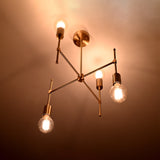 Elegant 6-Light Brass Sputnik Chandelier – Asymmetrical Modern Fixture with Edison Globe Bulbs - 32182