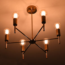 Elegant 8-Light Brass Sputnik Chandelier – Mid-Century Ceiling Fixture with Globe Edison Bulbs - 32185